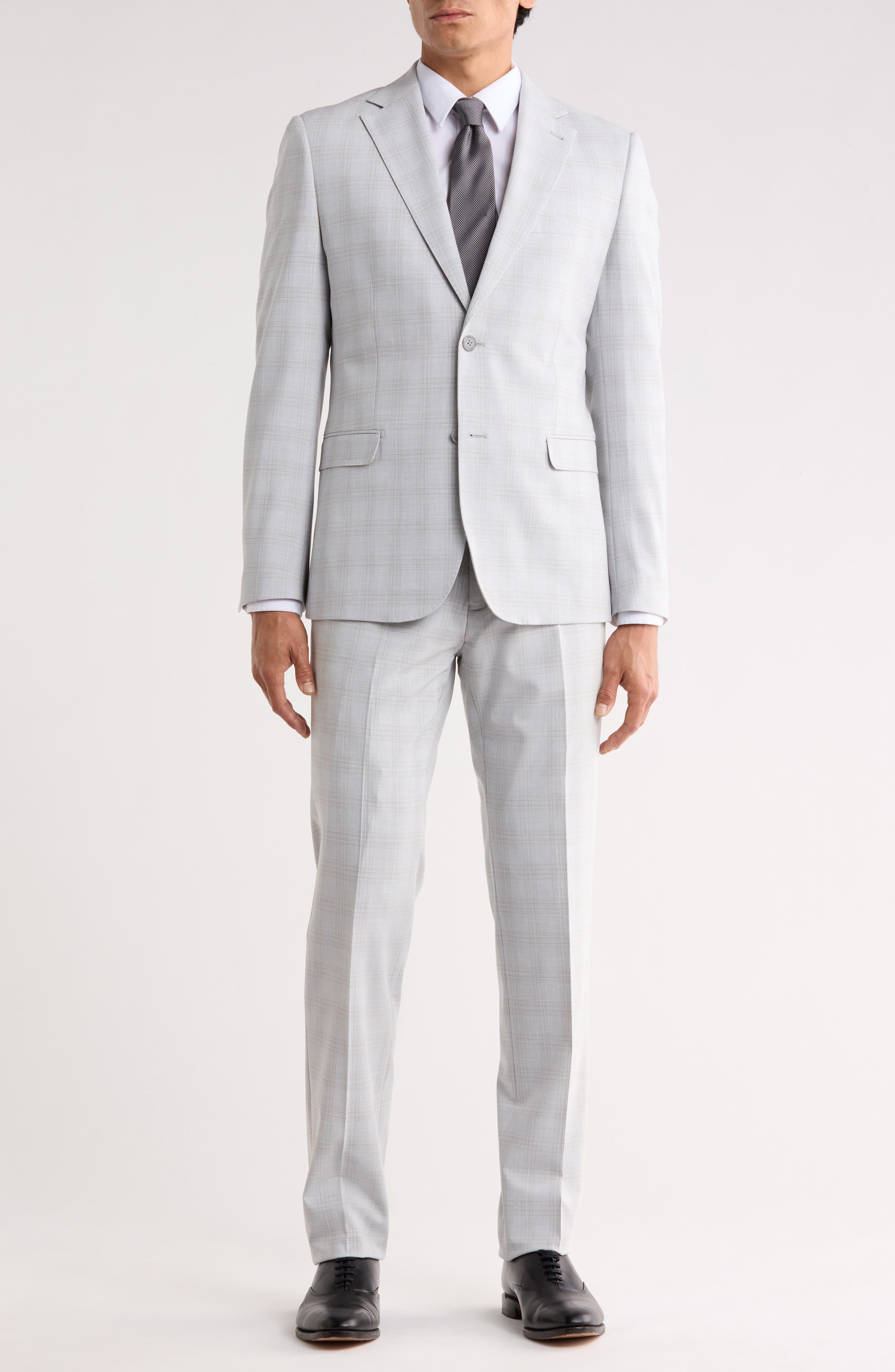 ZANETTI Trim Fit Windowpane Print Suit
