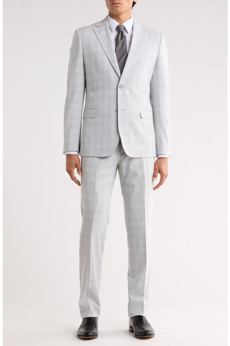 Trim Fit Windowpane Print Suit, Main, color, TAN
