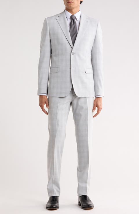 Trim Fit Windowpane Print Suit (Short, Regular & Long)
