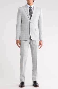 ZANETTI Trim Fit Windowpane Print Suit