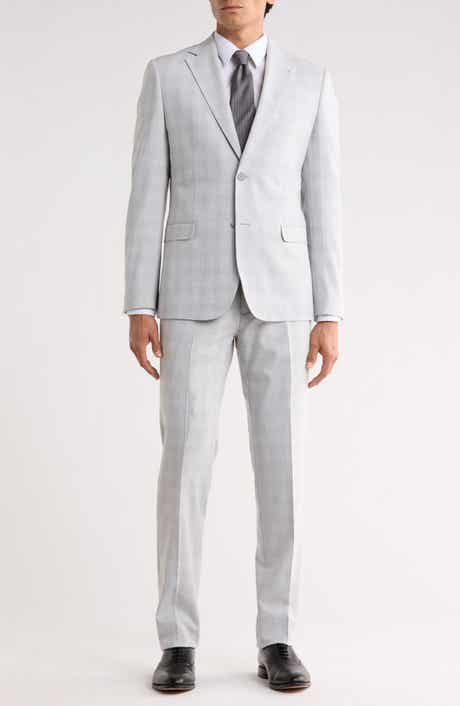 ZANETTI Trim Fit Windowpane Print Suit