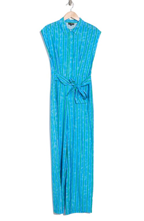 Area Stars Stripe Wide Leg Jumpsuit In Blue Green Multi Stripe