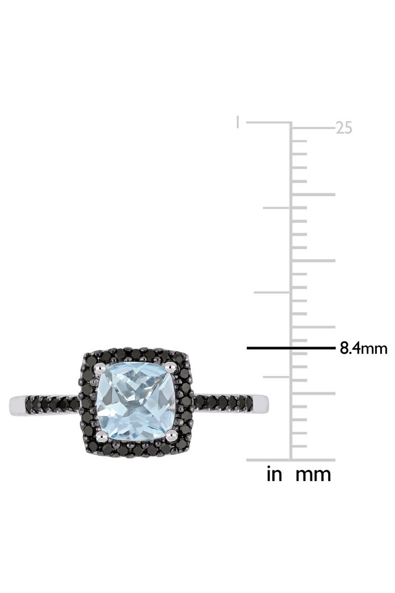 Cushion-Cut Aquamarine & Black Diamond Ring, Alternate, color, BLUE