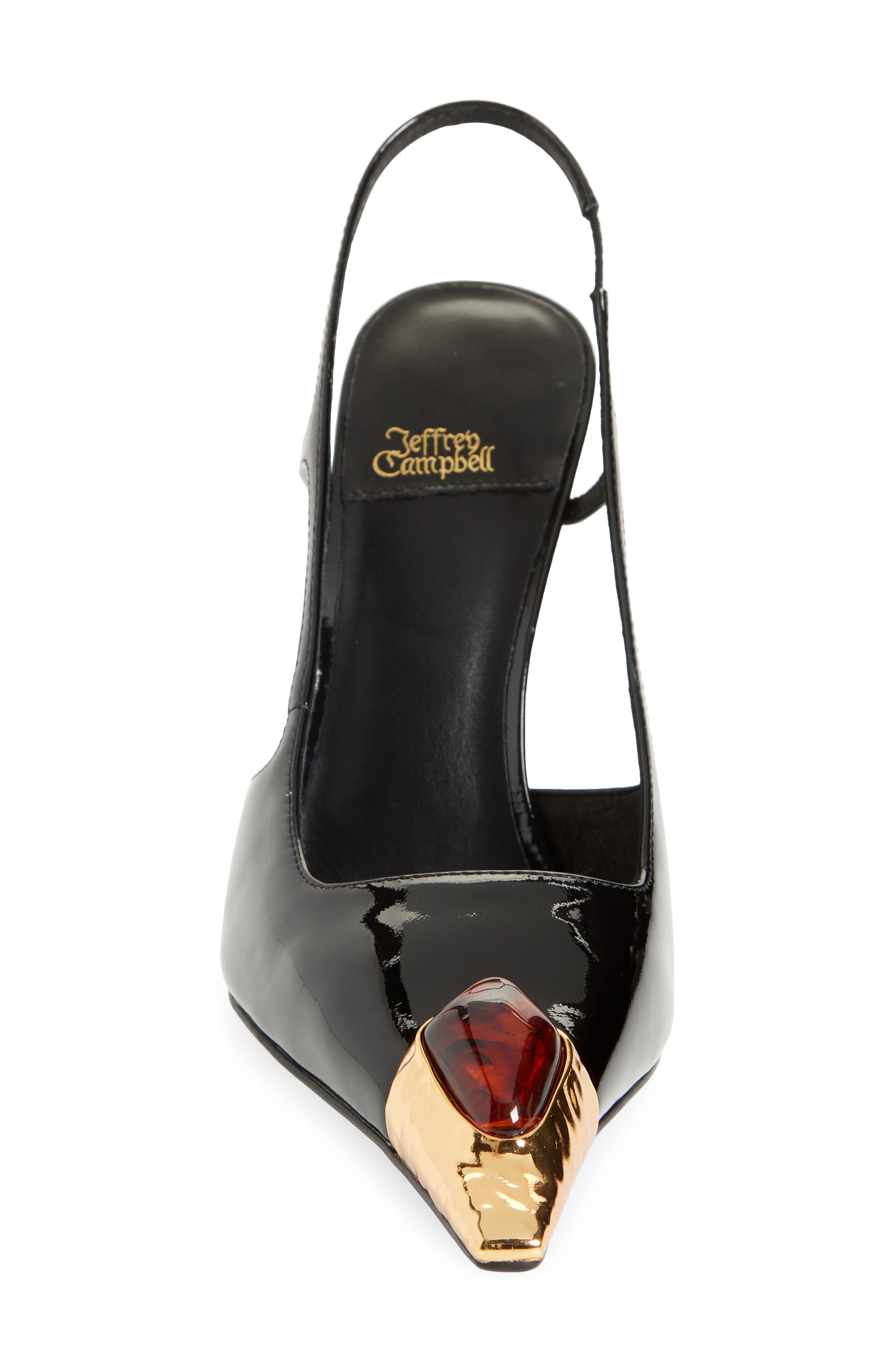 Jeffrey Campbell Sorcerer Pointed Toe Slingback Pump, Alternate, color, Black Patent Gold Brown