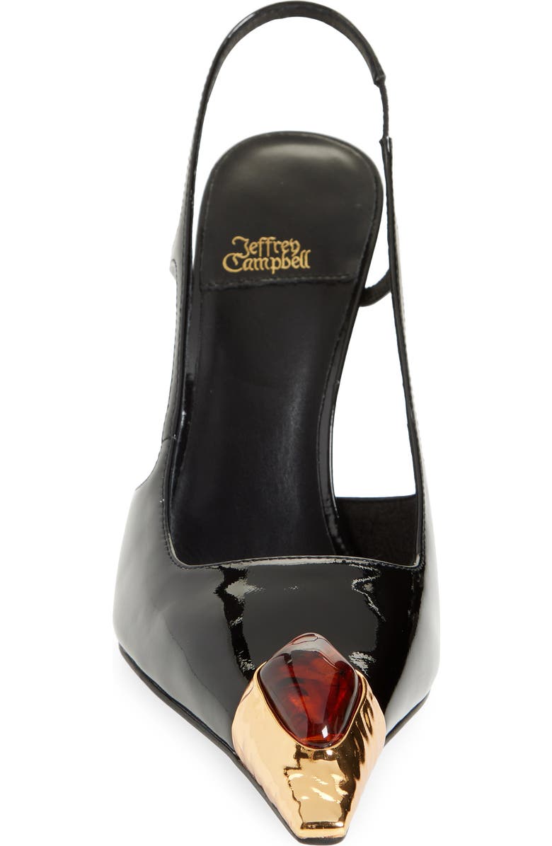 Jeffrey Campbell Sorcerer Pointed Toe Slingback Pump, Alternate, color, Black Patent Gold Brown