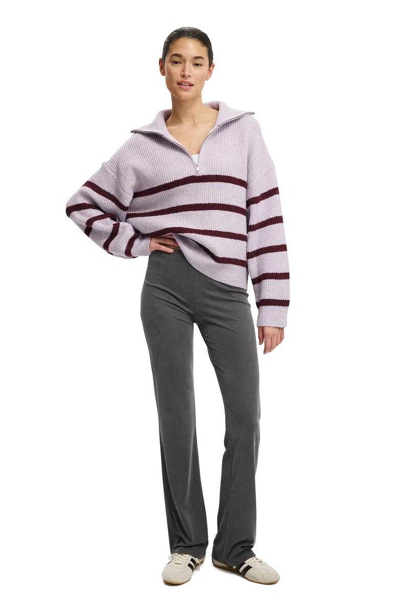 Cotton On Women's Luxe Half Zip Pullover, Alternate, color, Lilac Stripe
