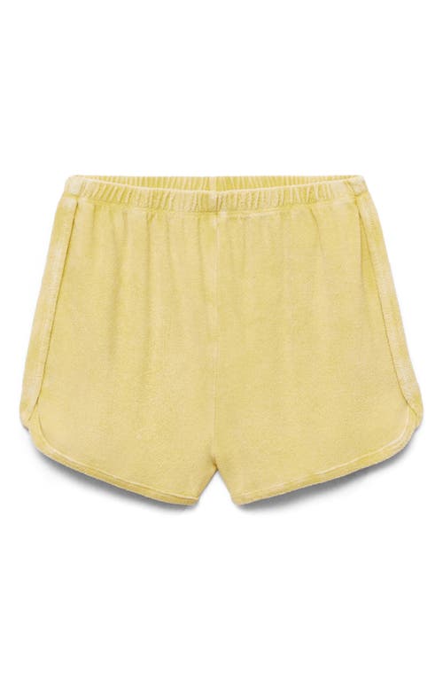 Mango Overdyed Cotton Blend Terry Shorts In Yellow
