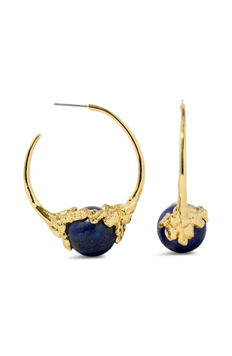 Alexis Bittar Brut Lapis Hoop Earrings, Alternate, color, Lapis Stones