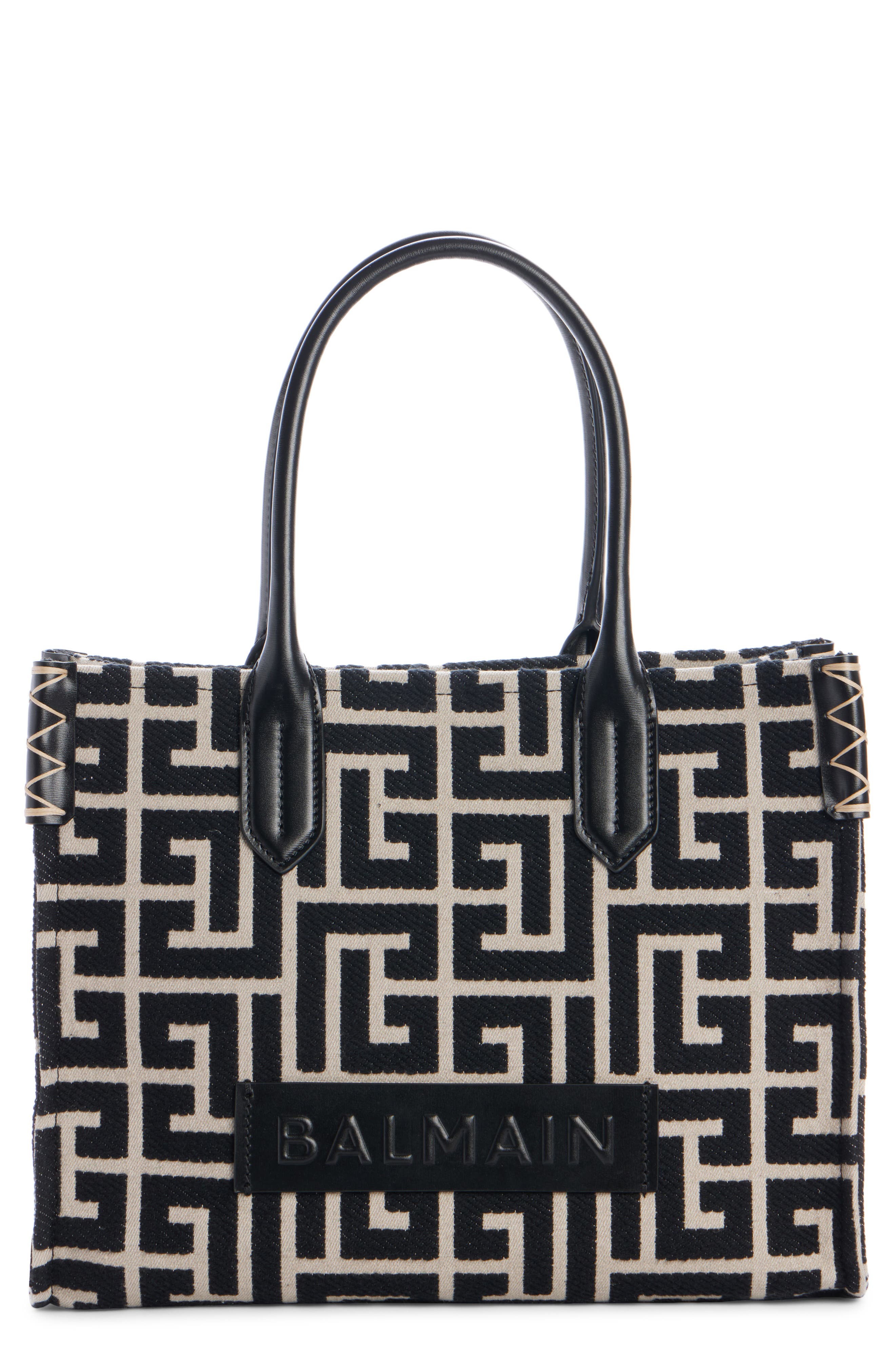 Balmain B-Army 36 Embroidered Canvas Shopper Tote, Main, color, 