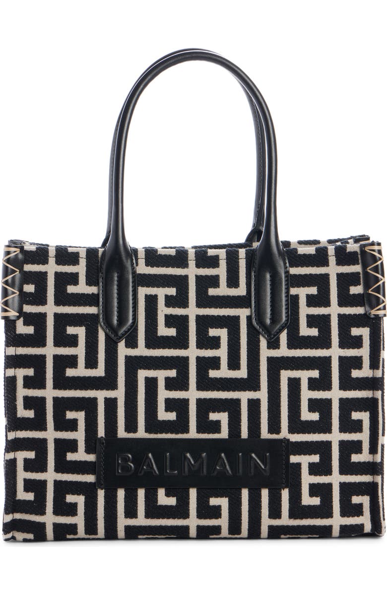 Balmain B-Army 36 Embroidered Canvas Shopper Tote, Main, color,