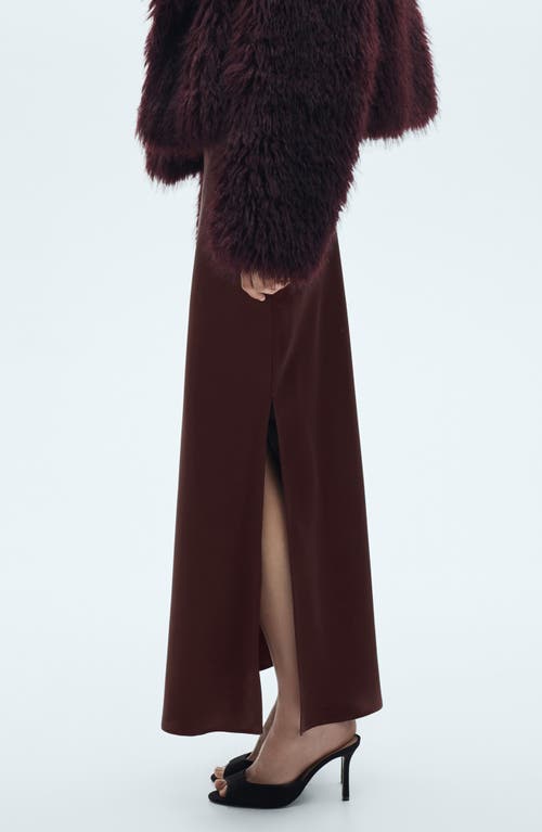 Shop Mango Stretch Satin Maxi Skirt In Maroon