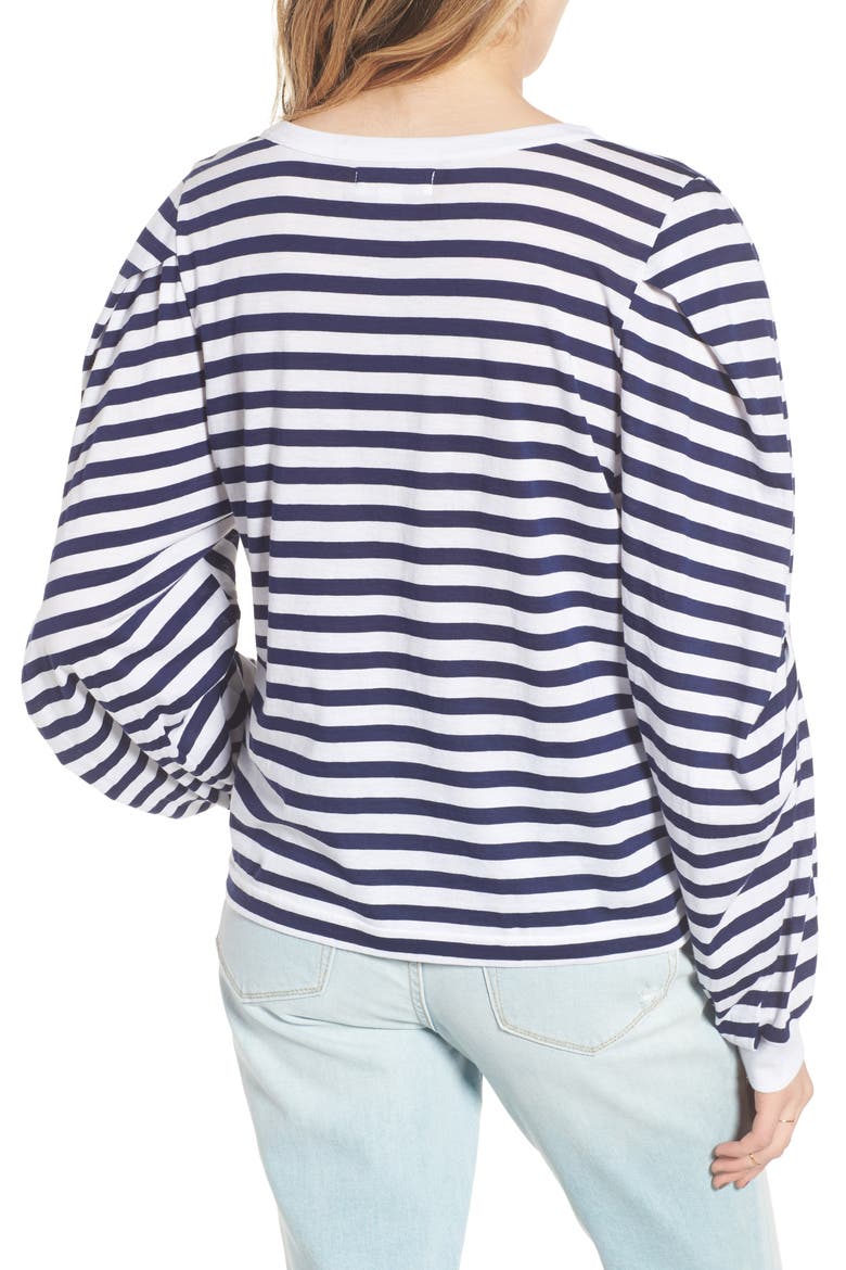 Voluminous Sleeve Tee, Alternate, color, NAVY PEACOAT UNEVEN STRIPE