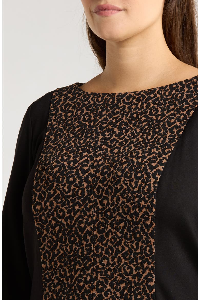 Contrast Long Sleeve Dress, Alternate, color, DARK CAMEL/ BLACK