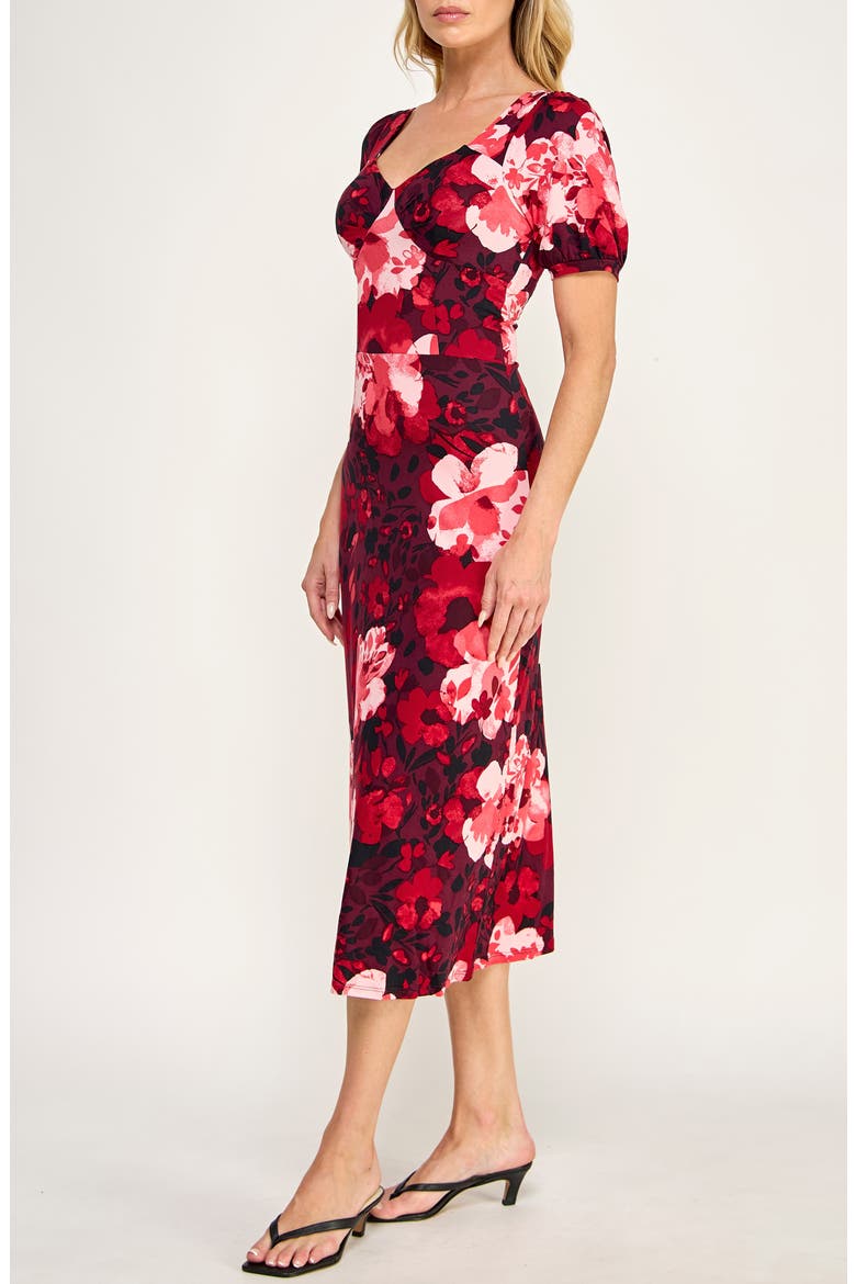 Corset Midi Dress, Alternate, color, PLUM/ RED