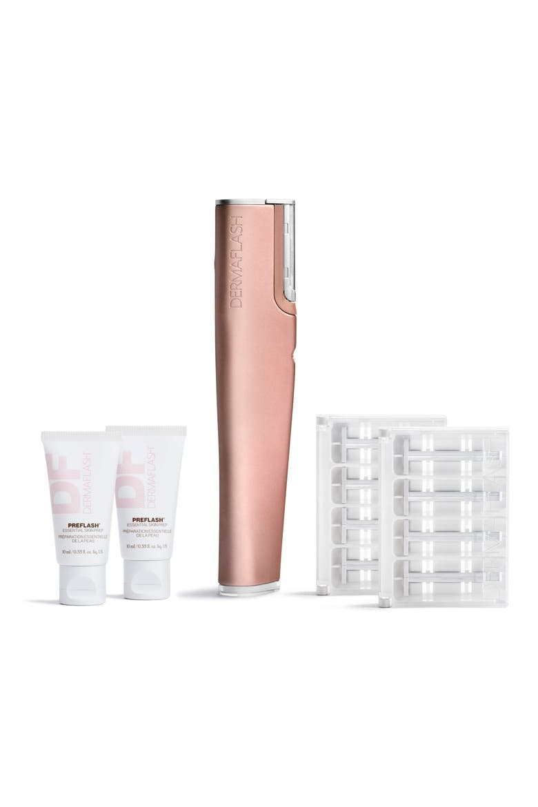 LUXE+ Anti-Aging Sonic Dermaplaning + Peach Fuzz Removal Set $228 Value, Main, color, ROSE GOLD