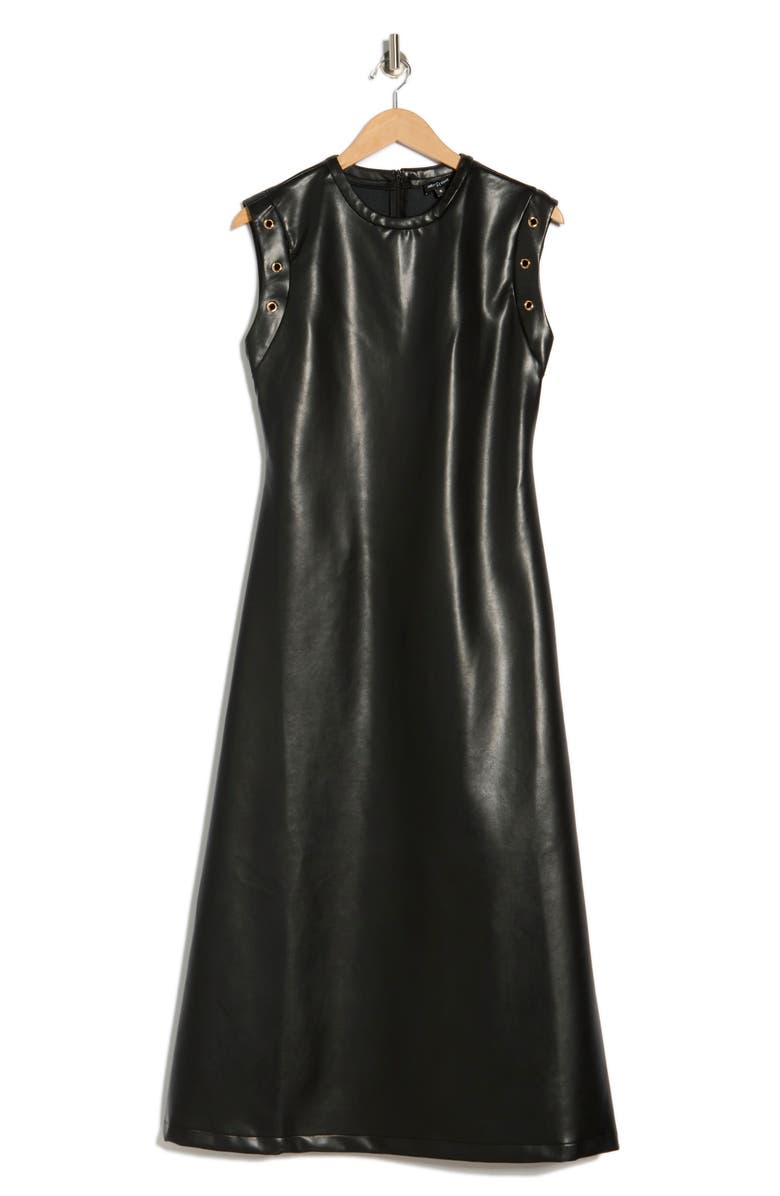 AREA STARS Zera Sleeveless Faux Leather Midi Dress, Alternate, color, Black