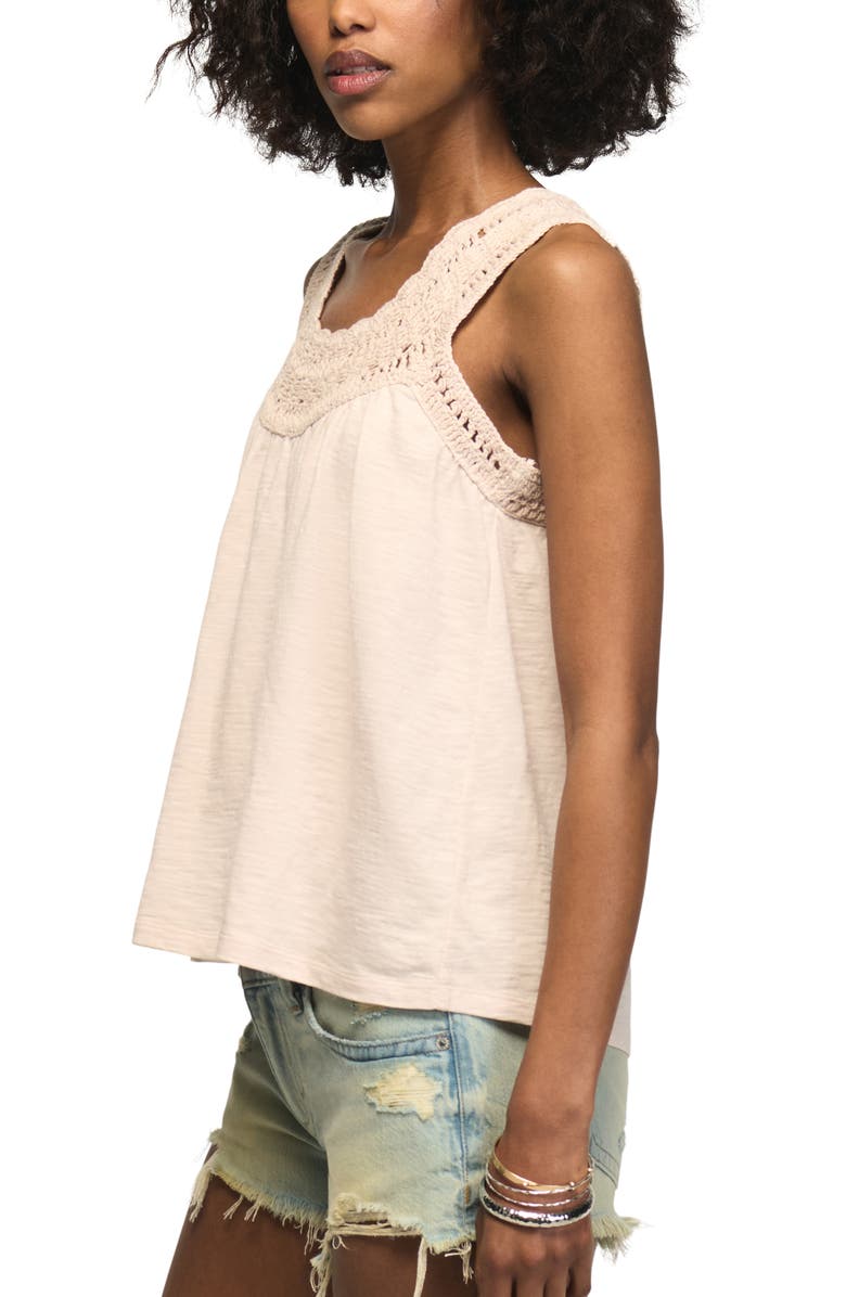 Lucky Brand Crochet Trim Swing Tank, Alternate, color, Silver Peony