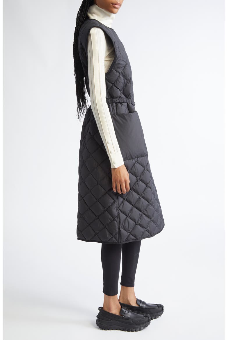 Butor Diamond Quilted Long Down Vest, Alternate, color, BLACK