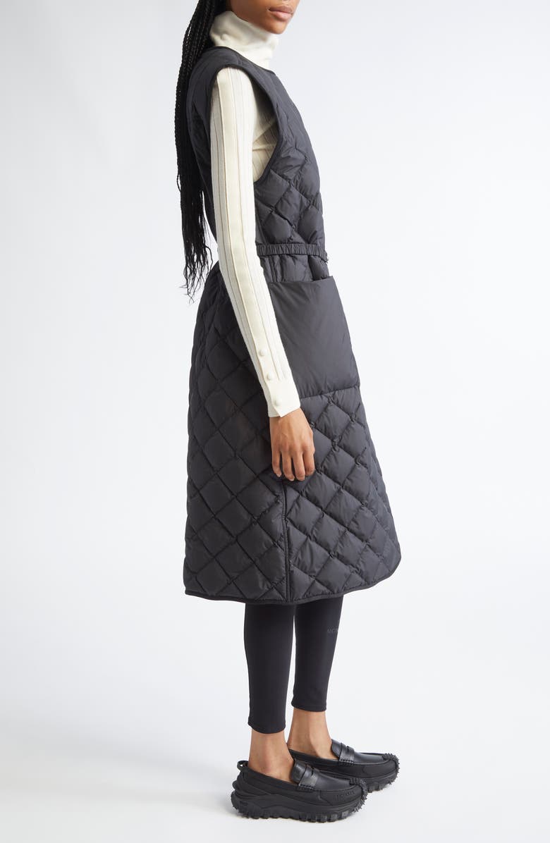 Moncler Butor Diamond Quilted Long Down Vest, Alternate, color, Black