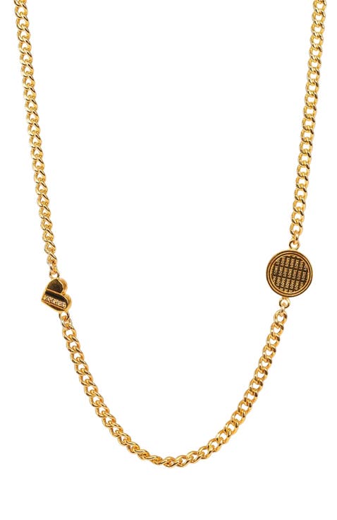 Double Space Gold Charm Necklace