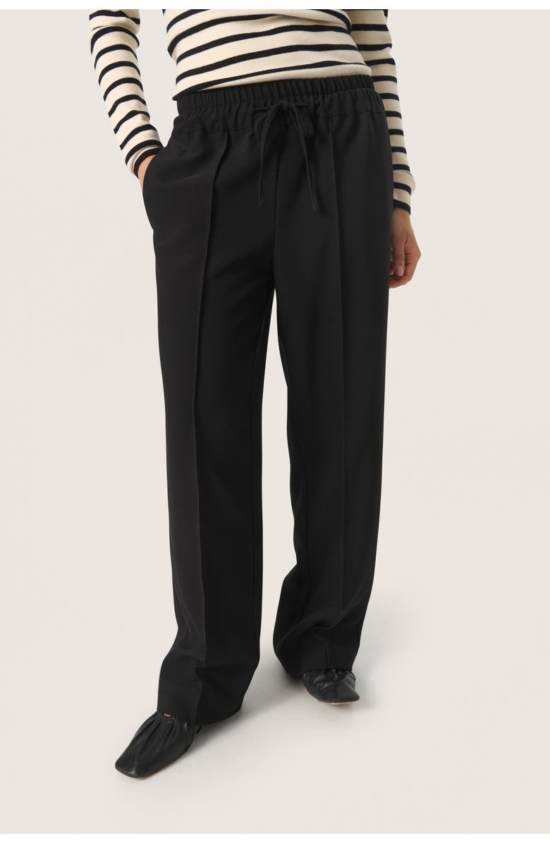 Soaked in Luxury Sleureka Wide Leg Elastic Waist Trousers, Main, color, Black