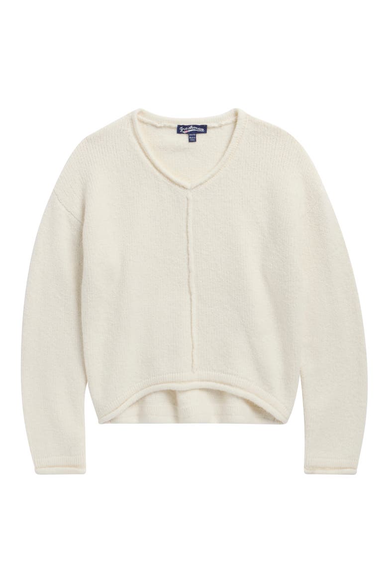 Kids' Seamed V-Neck Sweater, Main, color, GARDENIA