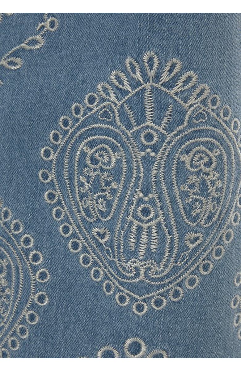 LASCANA Women's Embroidered Wide Leg Jeans, Alternate, color, Denim Blue Printed