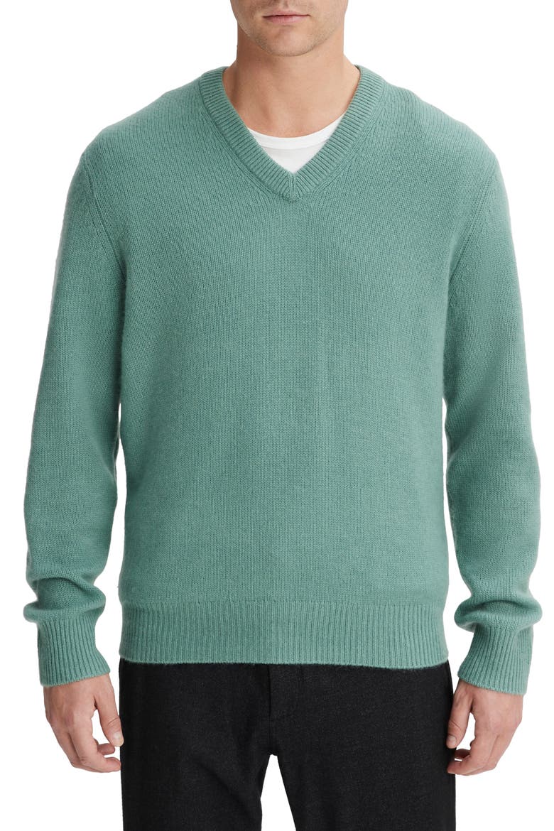 Cashmere V-Neck Sweater, Main, color, MINERAL GREEN