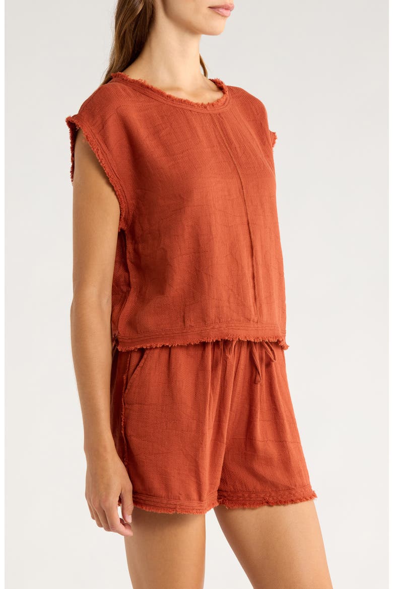 Bali Fray Edge Cotton Cover-Up Crop Top, Alternate, color, CLAY