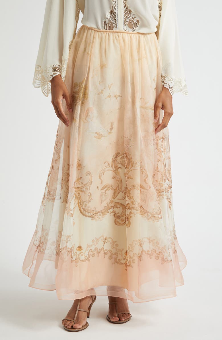 Zimmermann Hypnotic Silk Organza A-Line Skirt, Main, color, Map Print