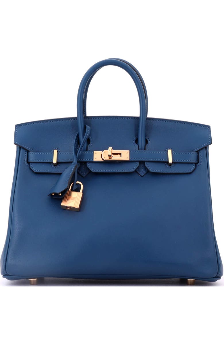 Pre-Owned Hermes Birkin Handbag Blue Swift with Gold Hardware 25, Main, color, Deep Blue