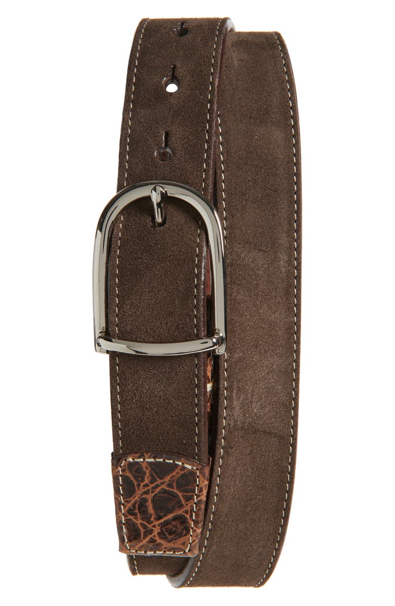 Torino Suede Belt, Main, color, Dark Brown