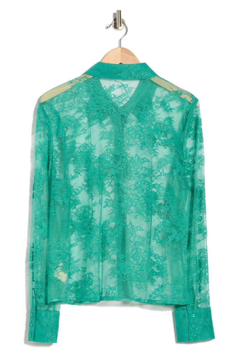 Maia Lace Button-Up Shirt, Alternate, color, BRIGHT JADE