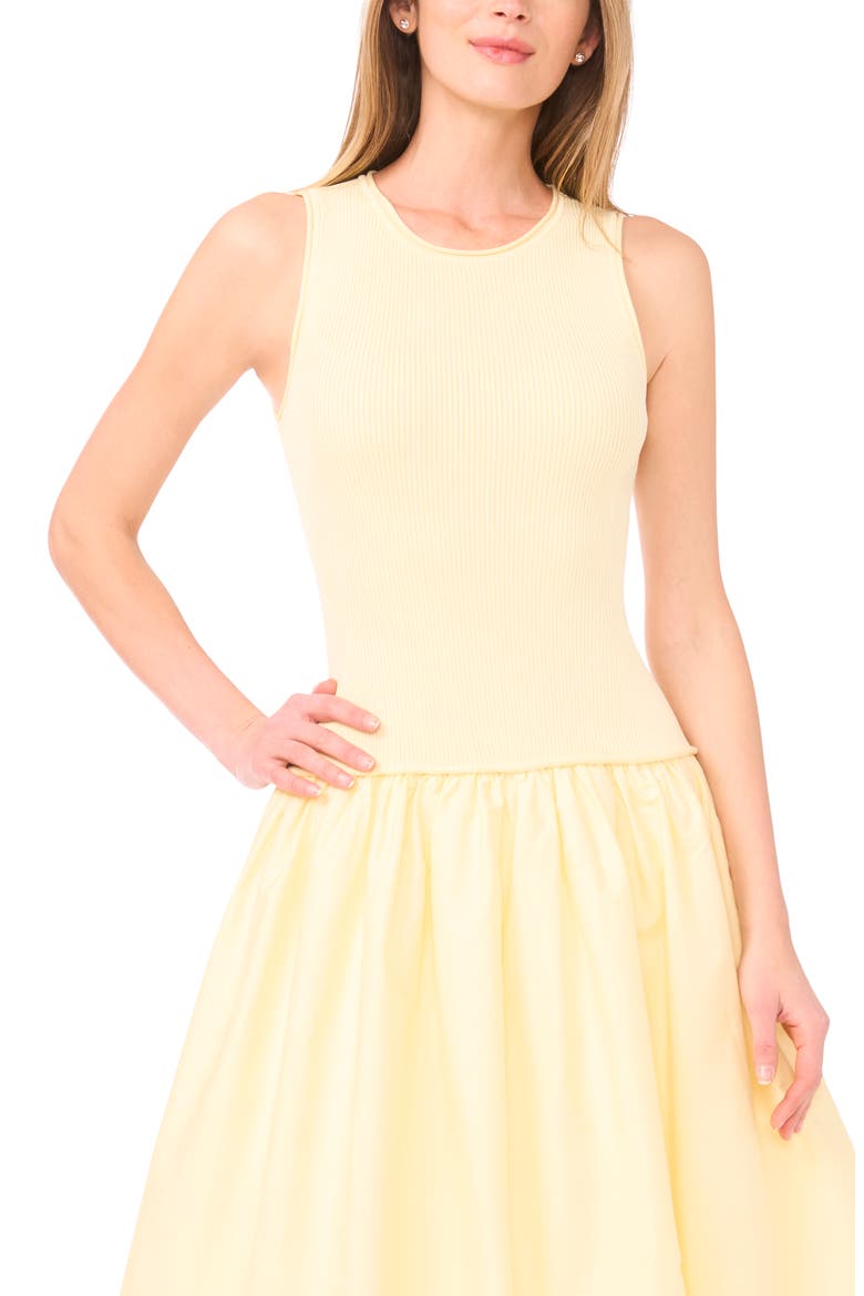 Mixed Media Tank Midi Dress, Alternate, color, PASTEL YELLOW