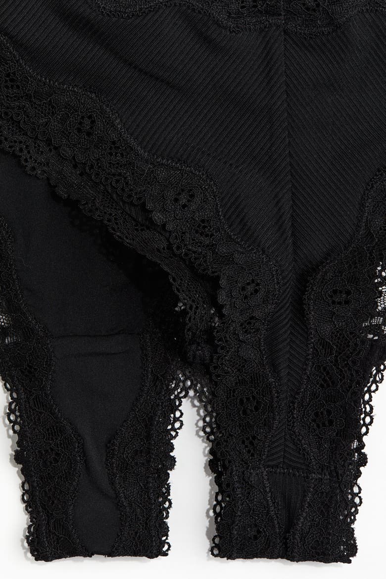 5-pack Microfiber And Lace Brazilian Briefs, Alternate, color, Black