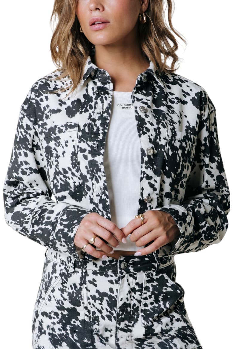 Olle Cow Cropped Worker Blouse, Alternate, color, Blue