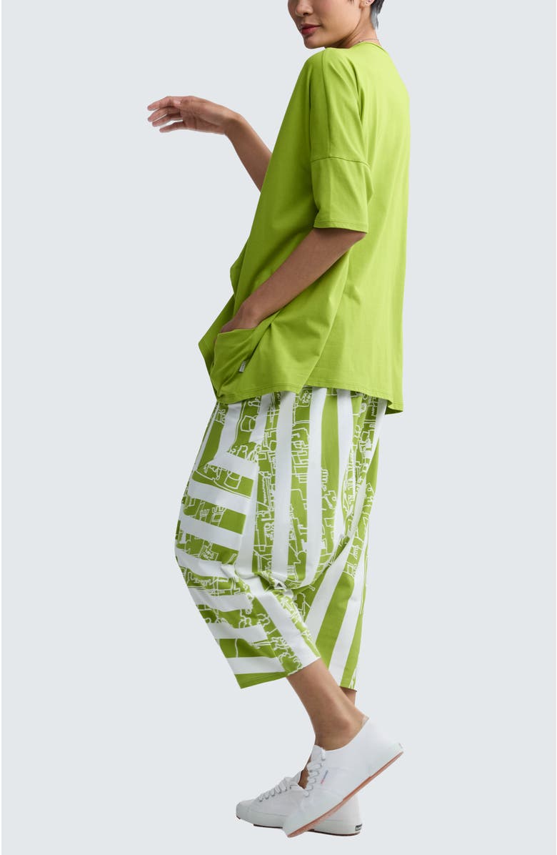 LUUKAA Thessaly Striped Jersey Harem Pants, Alternate, color, Lime