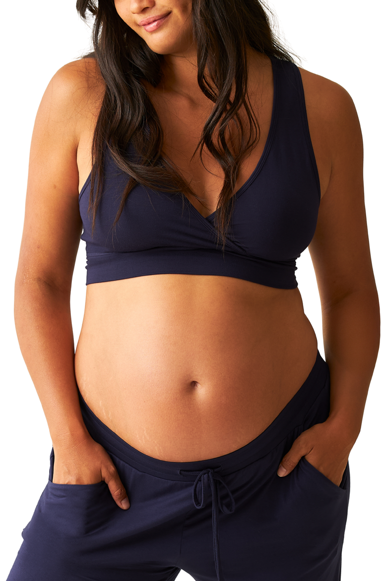 French Terry Racerback Nursing & Sleep Bra, Main, color, Navy Blue
