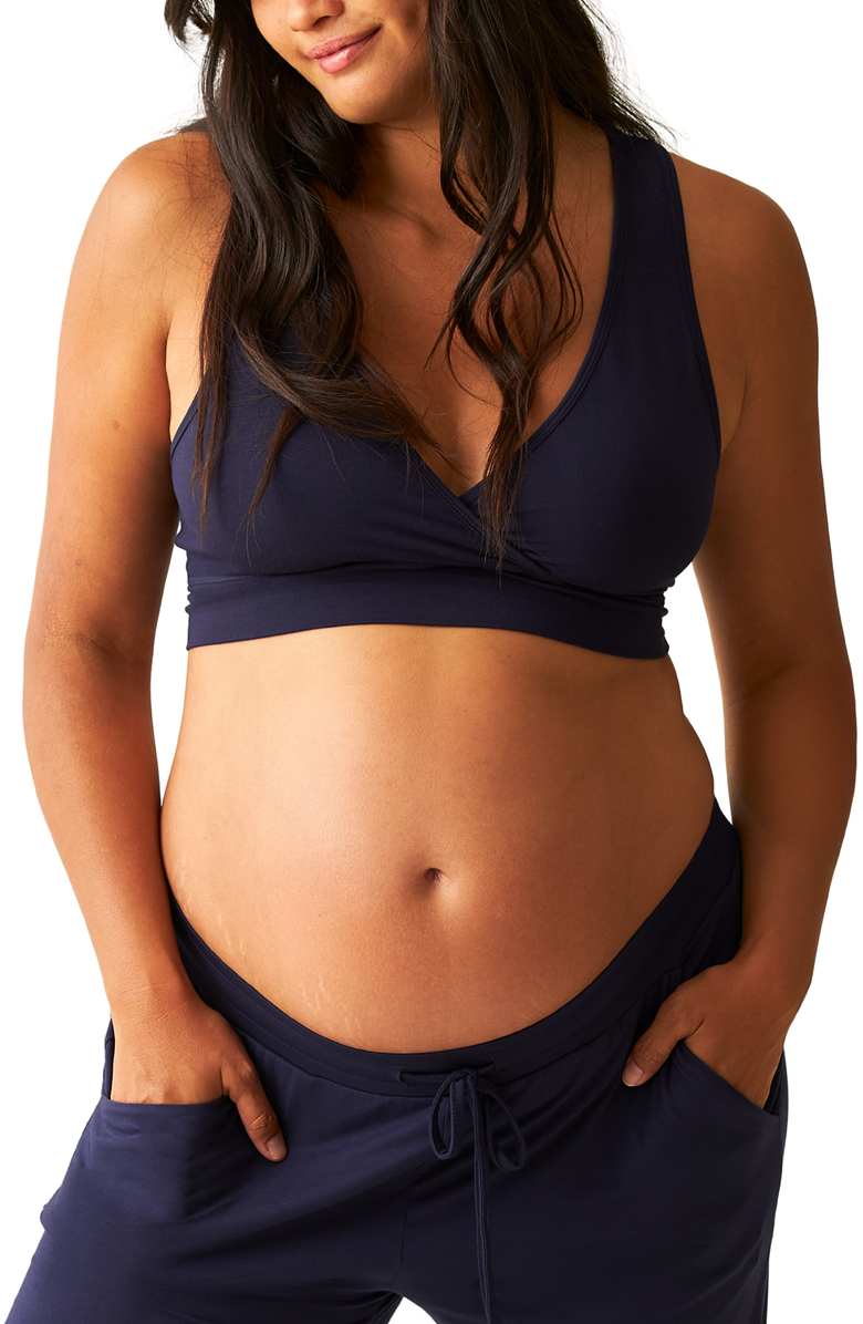 Kindred Bravely French Terry Racerback Nursing & Sleep Bra, Main, color, Navy Blue