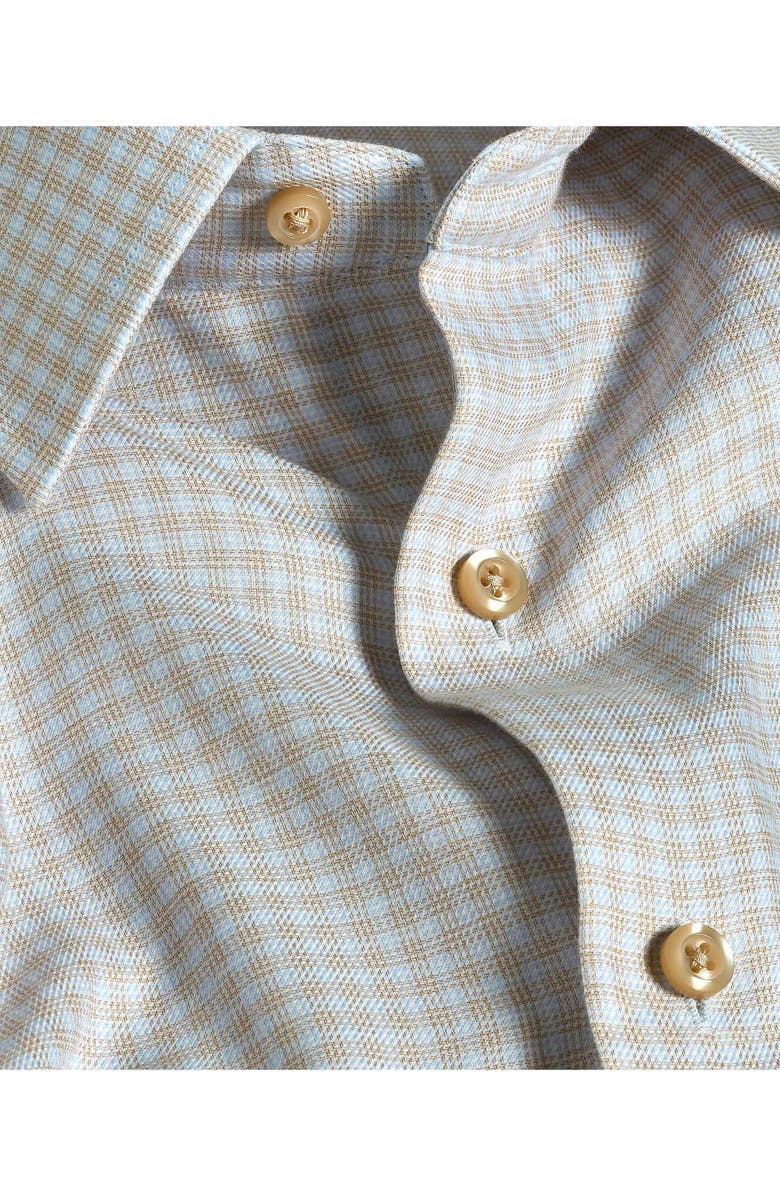 David Donahue Trim Fit Check Cotton & Cashmere Dobby Dress Shirt, Alternate, color, Dune
