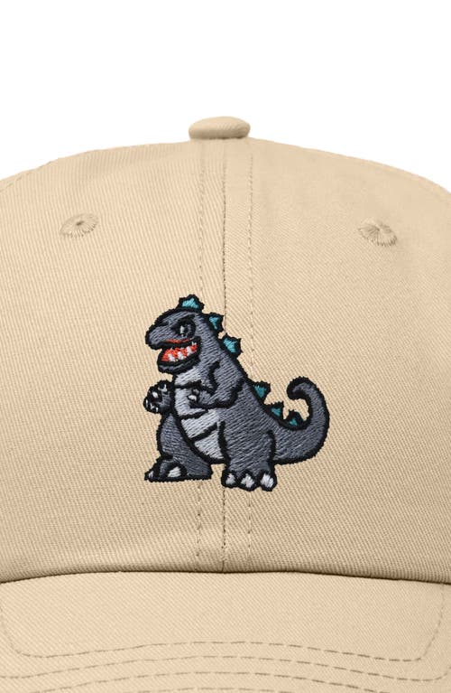 Dalix Giant Lizard Embroidered Dad Hat In Khaki