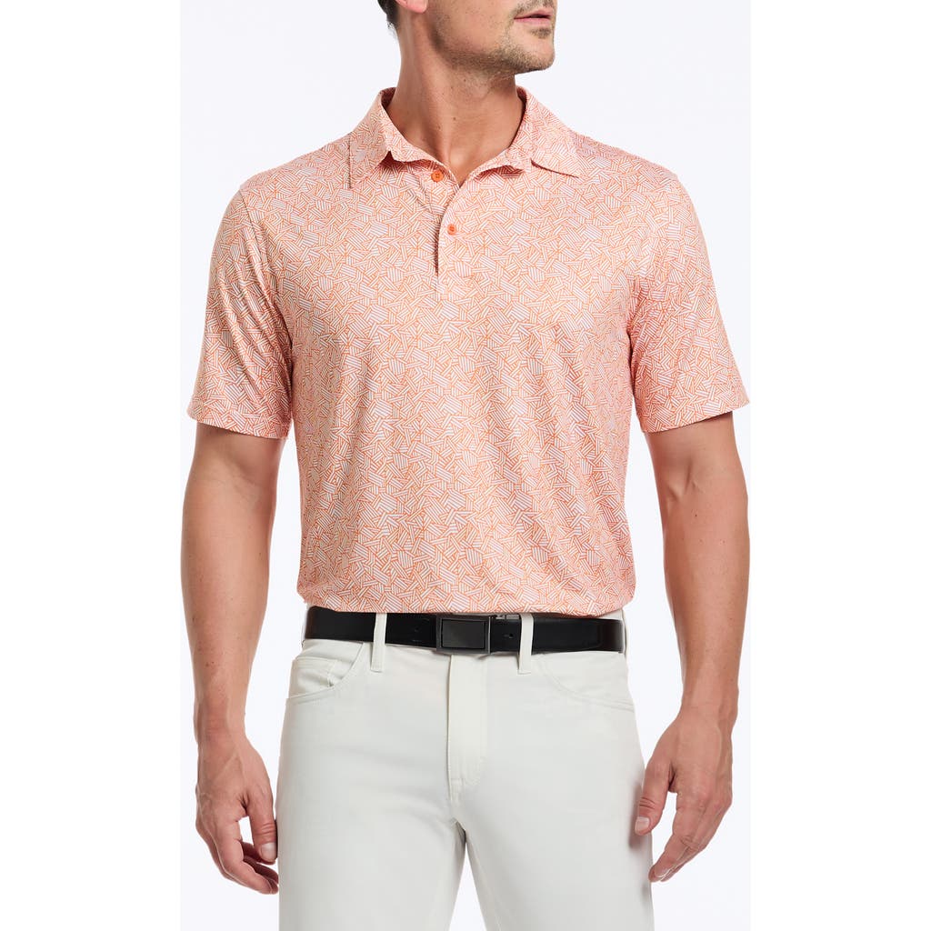 Robert Graham Wentz Geo Print Performance Golf Polo In Orange