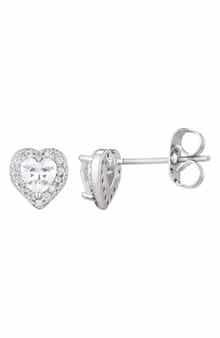 Adornia Cubic Zirconia Halo Heart Stud Earrings