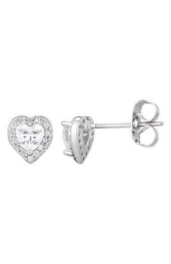 Adornia Cubic Zirconia Halo Heart Stud Earrings