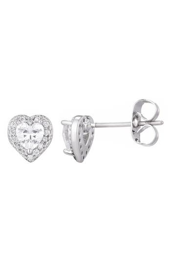 Adornia Cubic Zirconia Halo Heart Stud Earrings In Silver