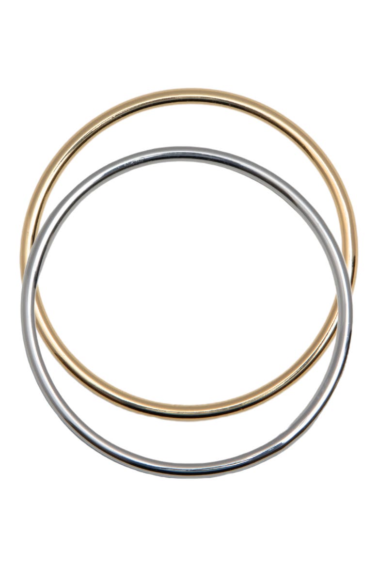 Two-Tone Bangle Set, Main, color, GOLD/ SILVER