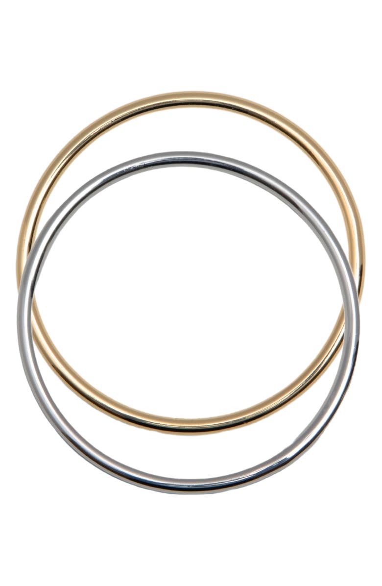 Argento Vivo Sterling Silver Two-Tone Bangle Set, Main, color, Gold/ Silver