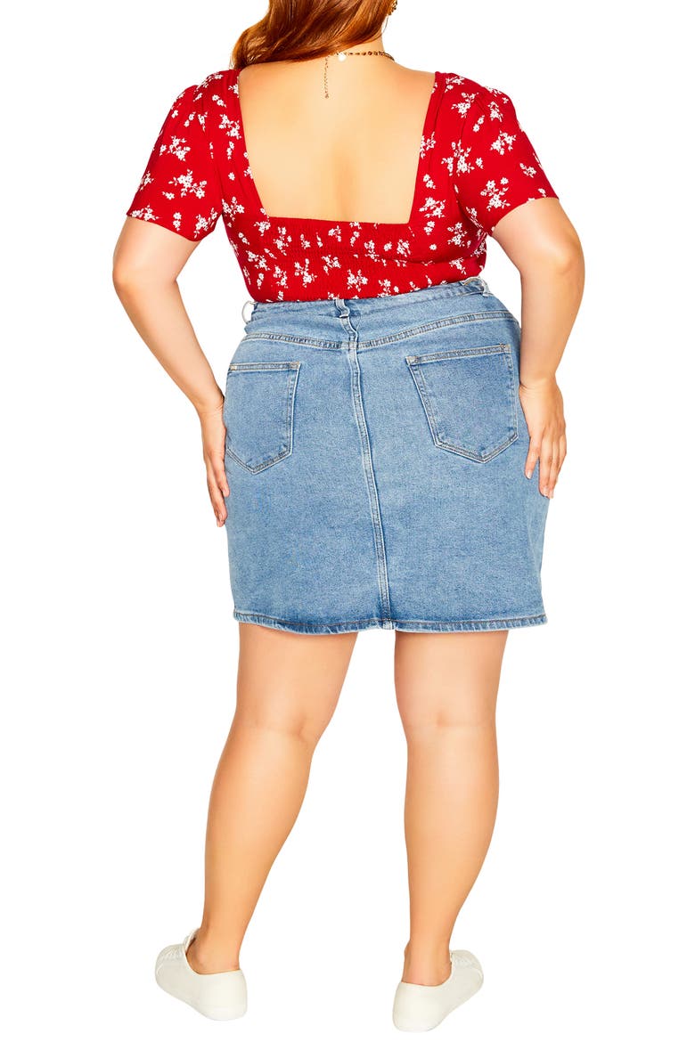 High Waist Denim Skirt, Alternate, color, LIGHT DENIM