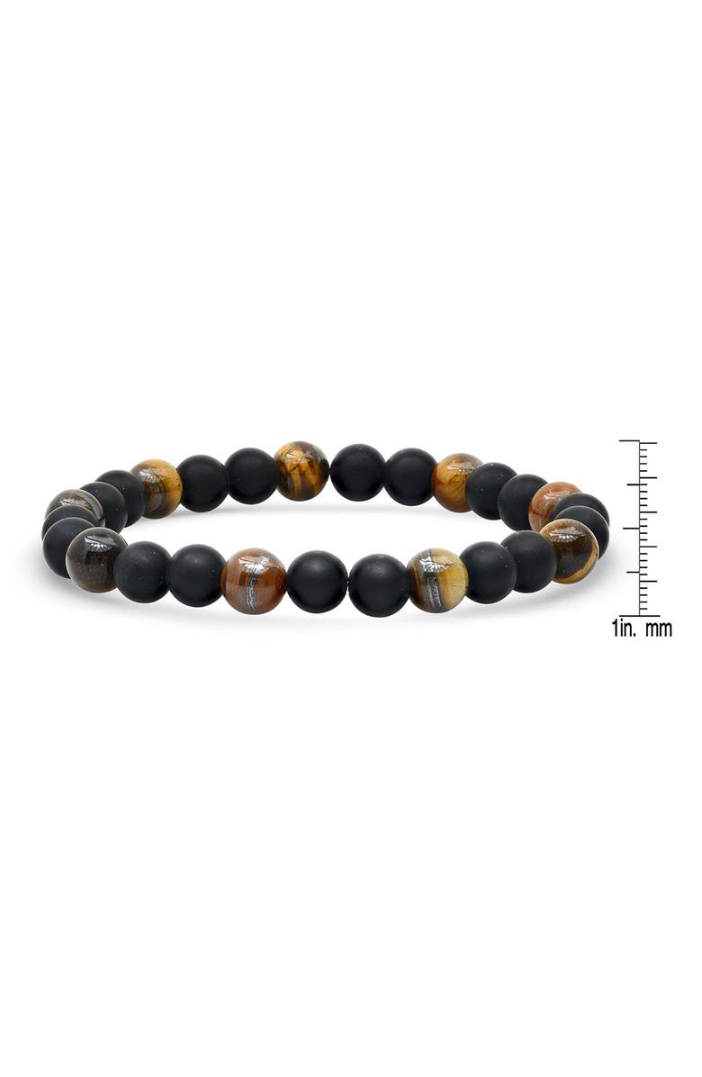 STEELTIME Men's Tiger's Eye & Black Lava Stone Beaded Bracelet, Alternate, color, Black