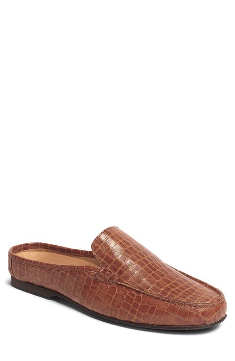 Hades Croc Embossed Leather Mule (Men)